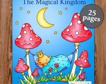 Printable Digital Coloring Book for Grownups, The Magical Kingdom, Coloring Book Hand Drawn Coloring Pages Download, Alexandra Dannenmann