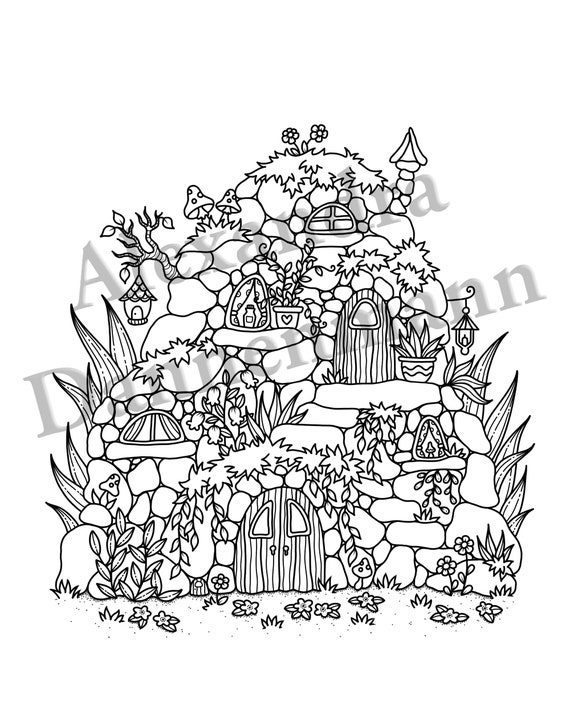 Printable Adult Coloring Book, Magical Tiny Houses, Digital Coloring Pages  Hand Drawn Coloring Pages Download, Alexandra Dannenmann 