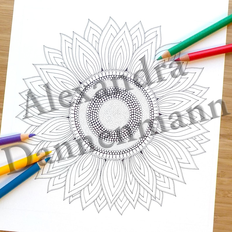 Printable Digital Coloring Book for Grownups, The MAGIC OF FLOWERS, Hand Drawn Adult Coloring Pages Download, Alexandra Dannenmann image 6
