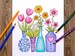 Printable Digital Coloring Page for Grownups, HELLO SPRING, Hand Drawn Adult Coloring Page Download, Alexandra Dannenmann 