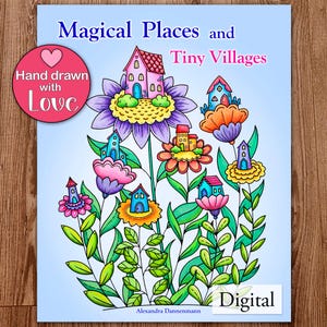 Digitales Malbuch zum Ausdrucken "Meine zauberhafte Welt", Download 30 Seiten von Hand gezeichnete Malvorlagen für Erwachsene, A. Dannenmann