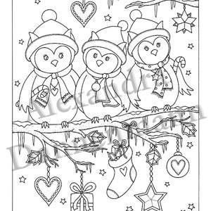 Printable Digital Coloring Book for Grownups, MERRY CHRISTMAS Volume 2, Hand Drawn Adult Coloring Pages Download, Alexandra Dannenmann image 4