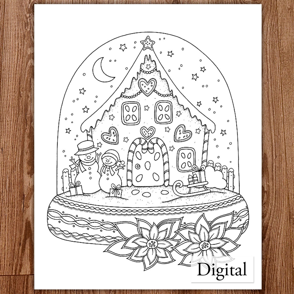 Printable Digital Coloring Page for Grownups, MERRY CHRISTMAS - Volume ...