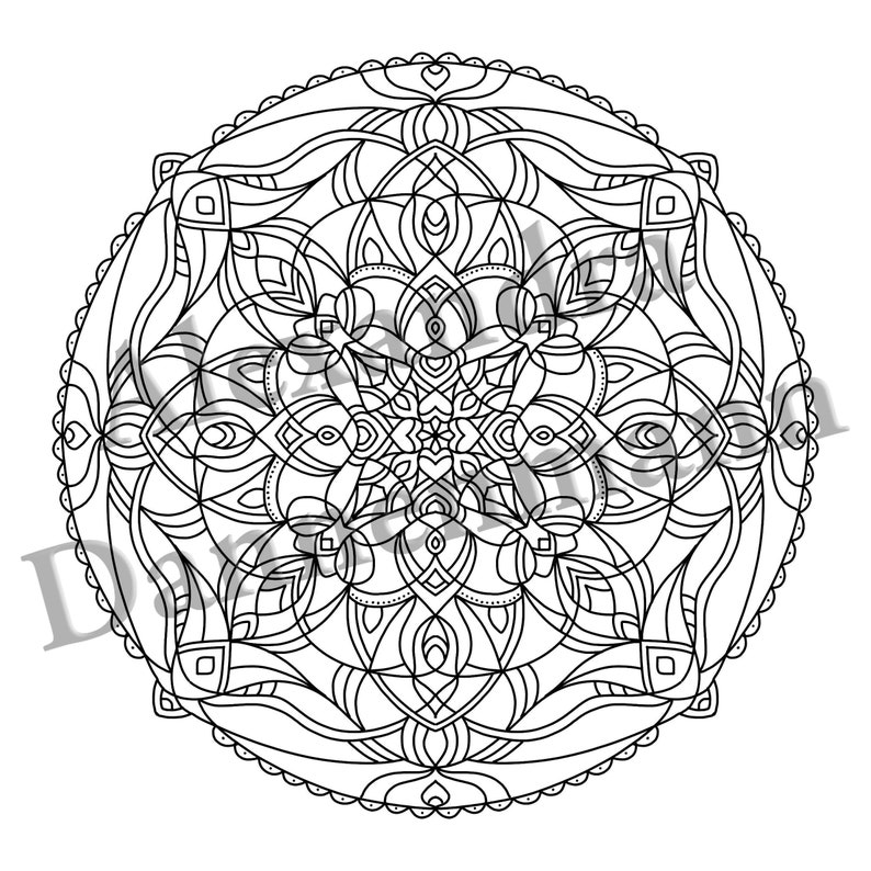 Printable Digital Coloring Book for Grownups, Magical Mandalas 2, Adult Coloring, Hand Drawn Coloring Pages Download, Alexandra Dannenmann image 6