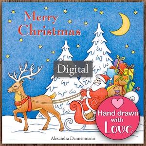 Printable Digital Coloring Book for Grownups, MERRY CHRISTMAS, Adult Coloring Book Hand Drawn Coloring Pages Download, Alexandra Dannenmann
