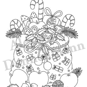 Printable Digital Coloring Book for Grownups, MERRY CHRISTMAS Volume 2, Hand Drawn Adult Coloring Pages Download, Alexandra Dannenmann image 6