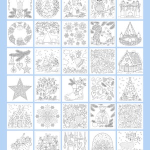 Printable Digital Coloring Book for Grownups, MERRY CHRISTMAS, Adult Coloring Book Hand Drawn Coloring Pages Download, Alexandra Dannenmann image 8