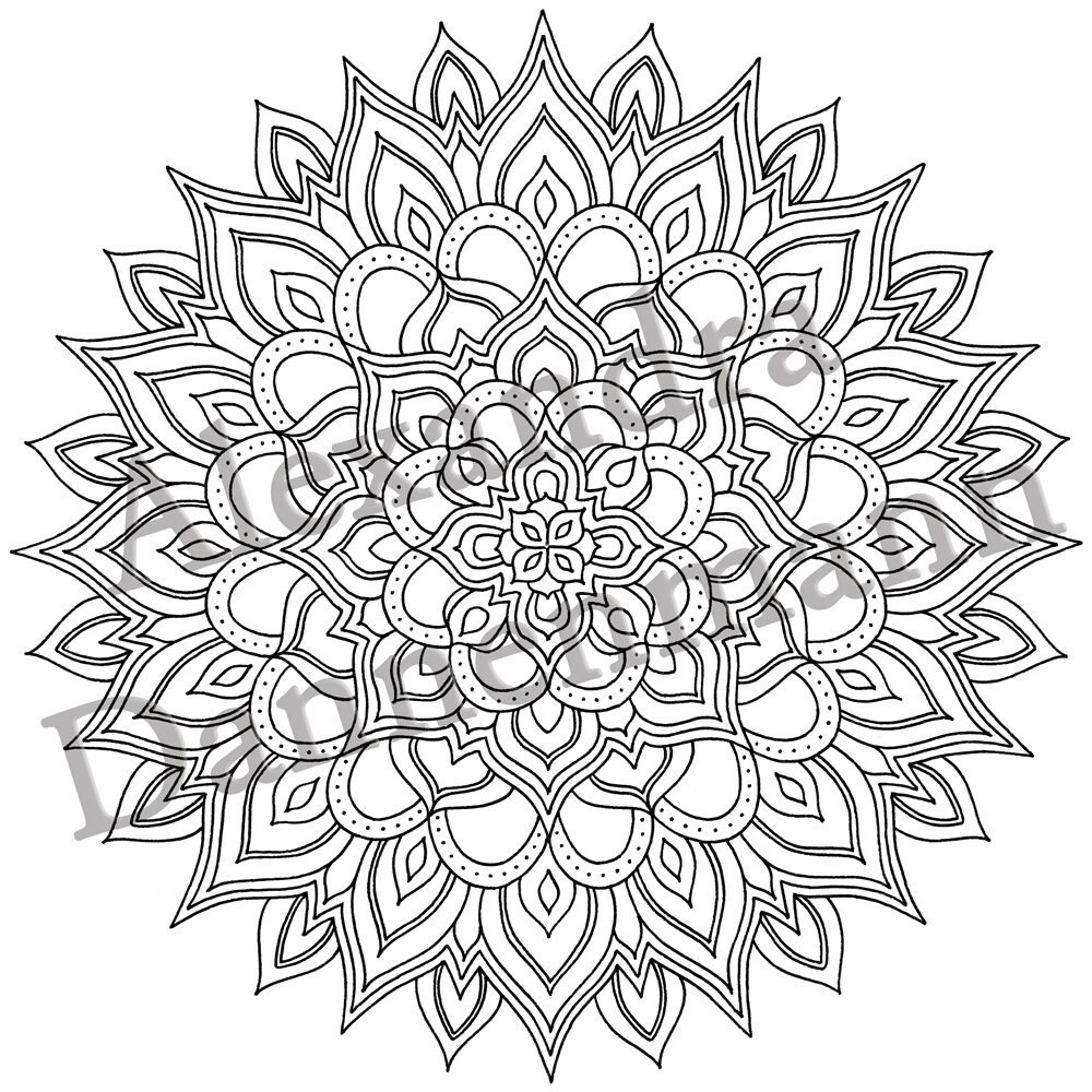 Printable Digital Coloring Page for Grownups, MANDALA, Adult Coloring ...