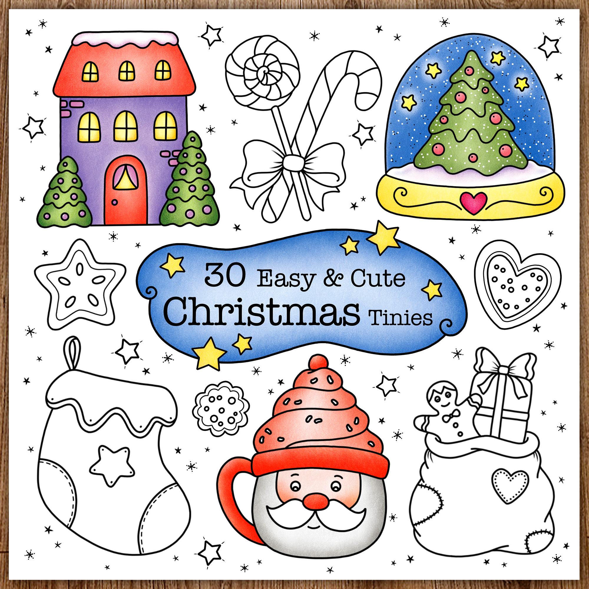 Christmas Tinies - 30 Easy Tiny Illustrations — coloring book cover