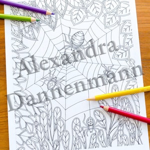 Printable Digital Coloring Book for Children and Adults, THE SECRET of the FOREST, Hand Drawn Coloring Pages Download, Alexandra Dannenmann image 8