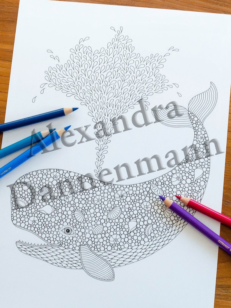 Printable Digital Coloring Book for Children and Adults, THE SECRET of the SEA, Hand Drawn Coloring Pages Download, Alexandra Dannenmann image 6