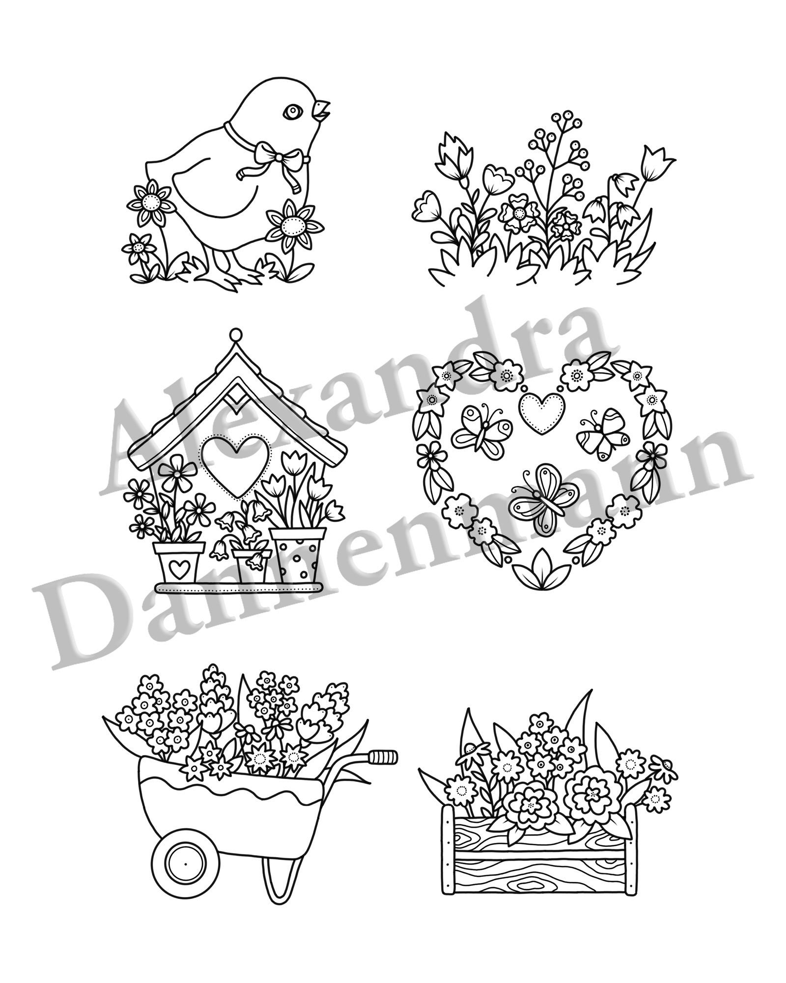 Alexandra Color In Printable Adult Coloring Book,