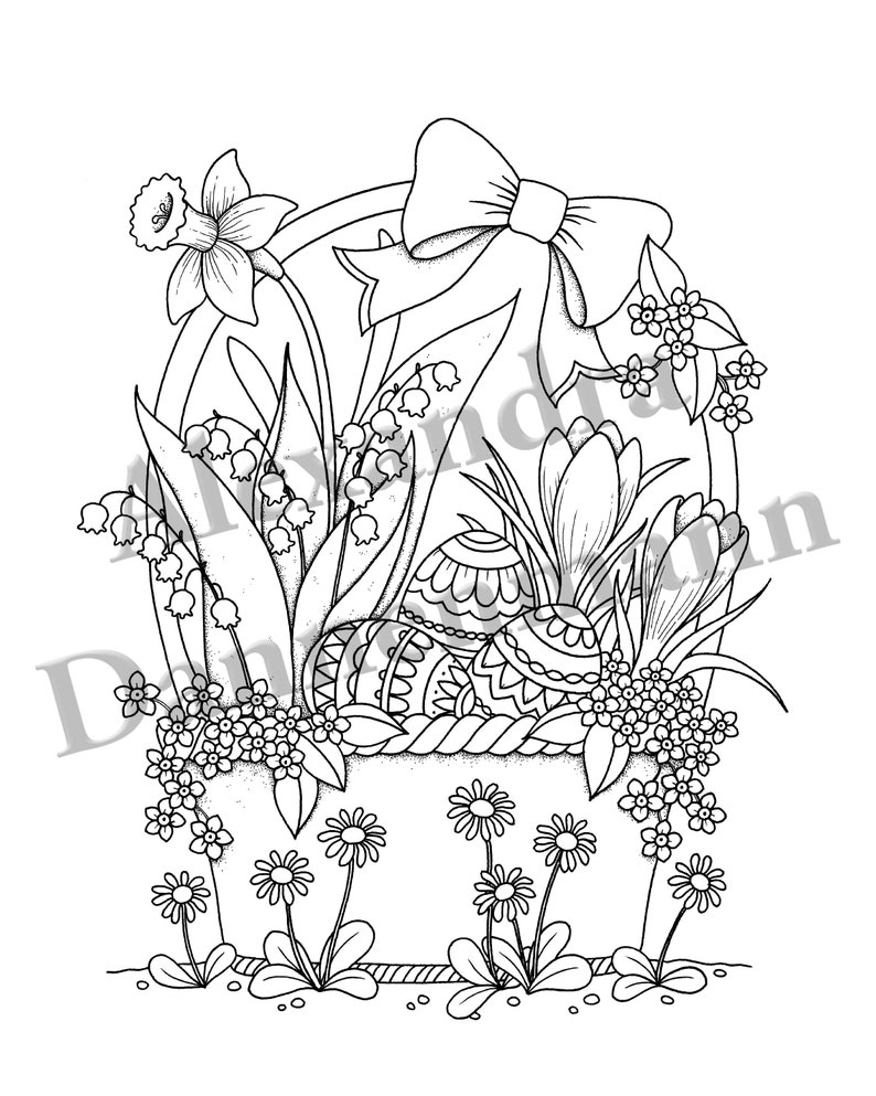 Printable Digital Coloring Page for Grownups HELLO SPRING | Etsy