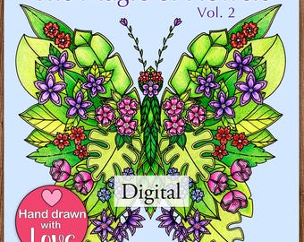 Printable Digital Coloring Book for Grownups, The MAGIC OF FLOWERS - Vol. 2, Hand Drawn Adult Coloring Pages Download, Alexandra Dannenmann