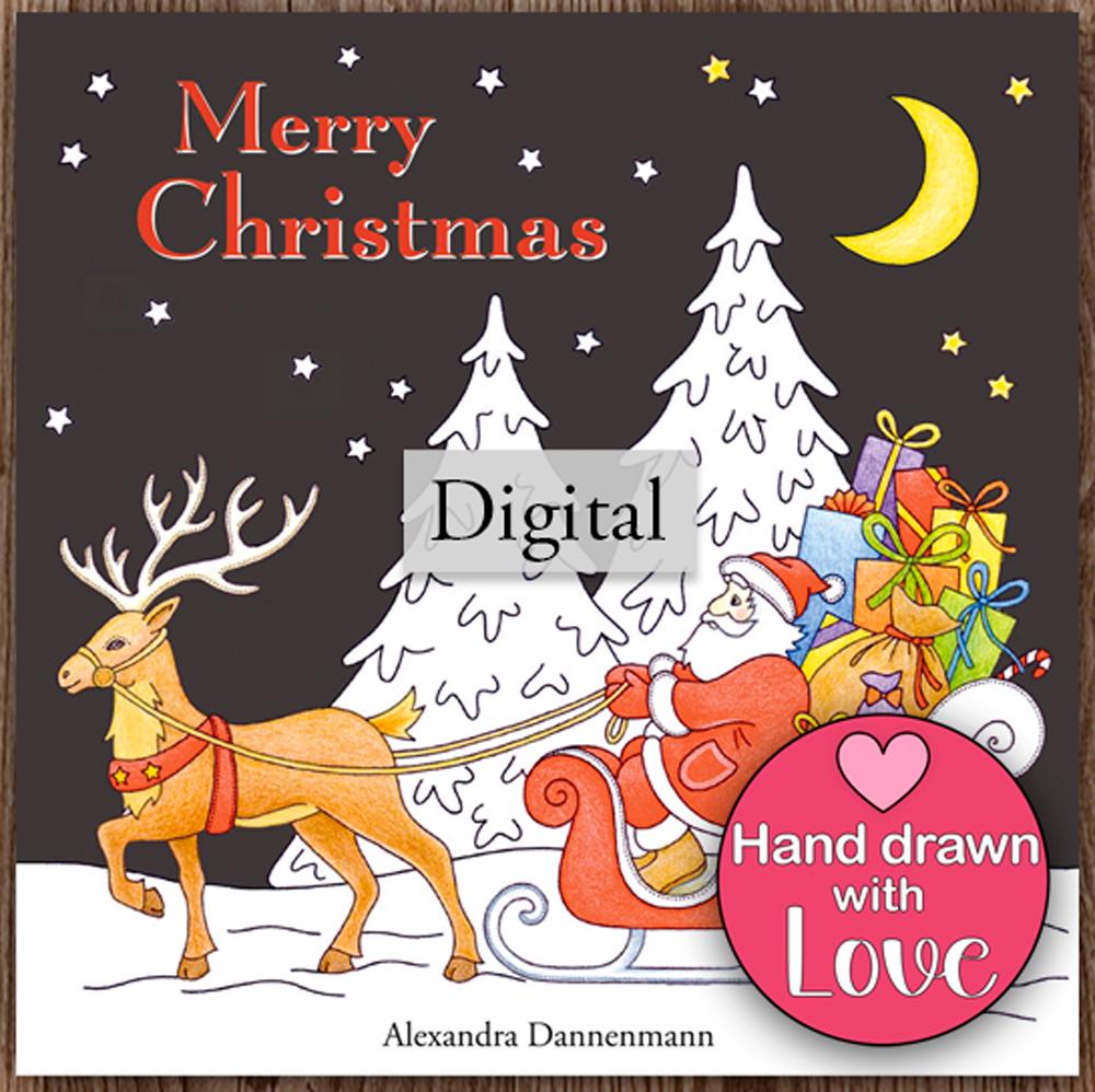 MERRY CHRISTMAS, beautiful Christmas designs on a black background, Alexandra Dannenmann — coloring book cover