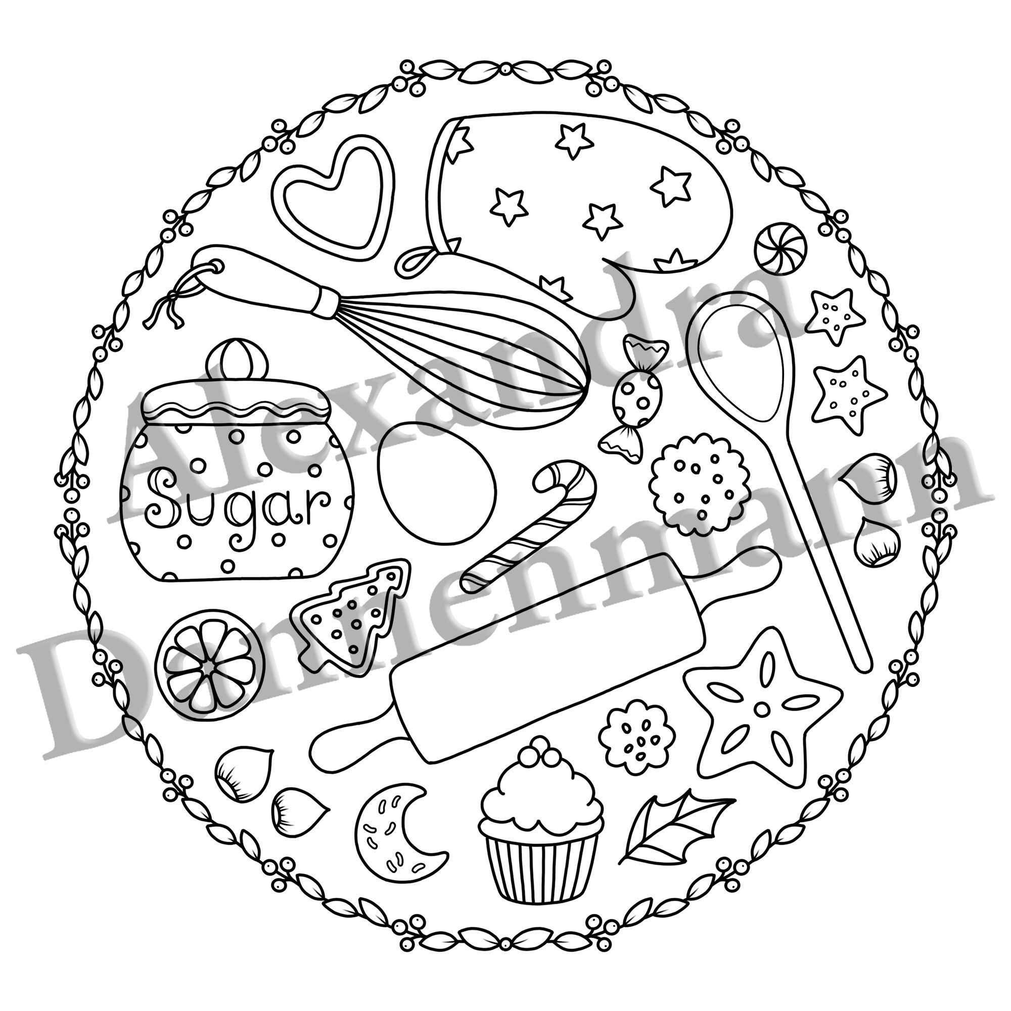 Alexandra Color In Printable Digital Coloring Book for Grownups, MERRY CHRISTMAS - Volume ...