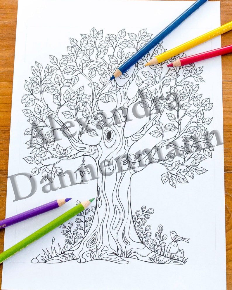 Printable Digital Coloring Book for Children and Adults, THE SECRET of the FOREST, Hand Drawn Coloring Pages Download, Alexandra Dannenmann image 9