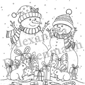 Printable Digital Coloring Book for Grownups, MERRY CHRISTMAS Volume 2, Hand Drawn Adult Coloring Pages Download, Alexandra Dannenmann image 7