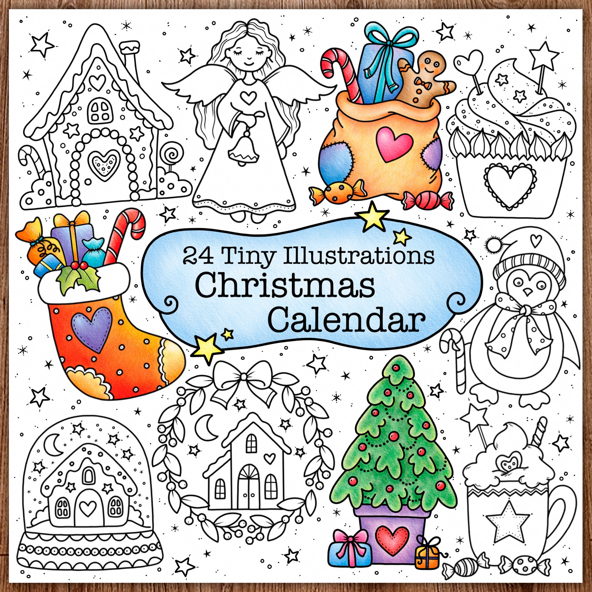 Christmas Calendar - 24 Tiny Illustrations — coloring book cover