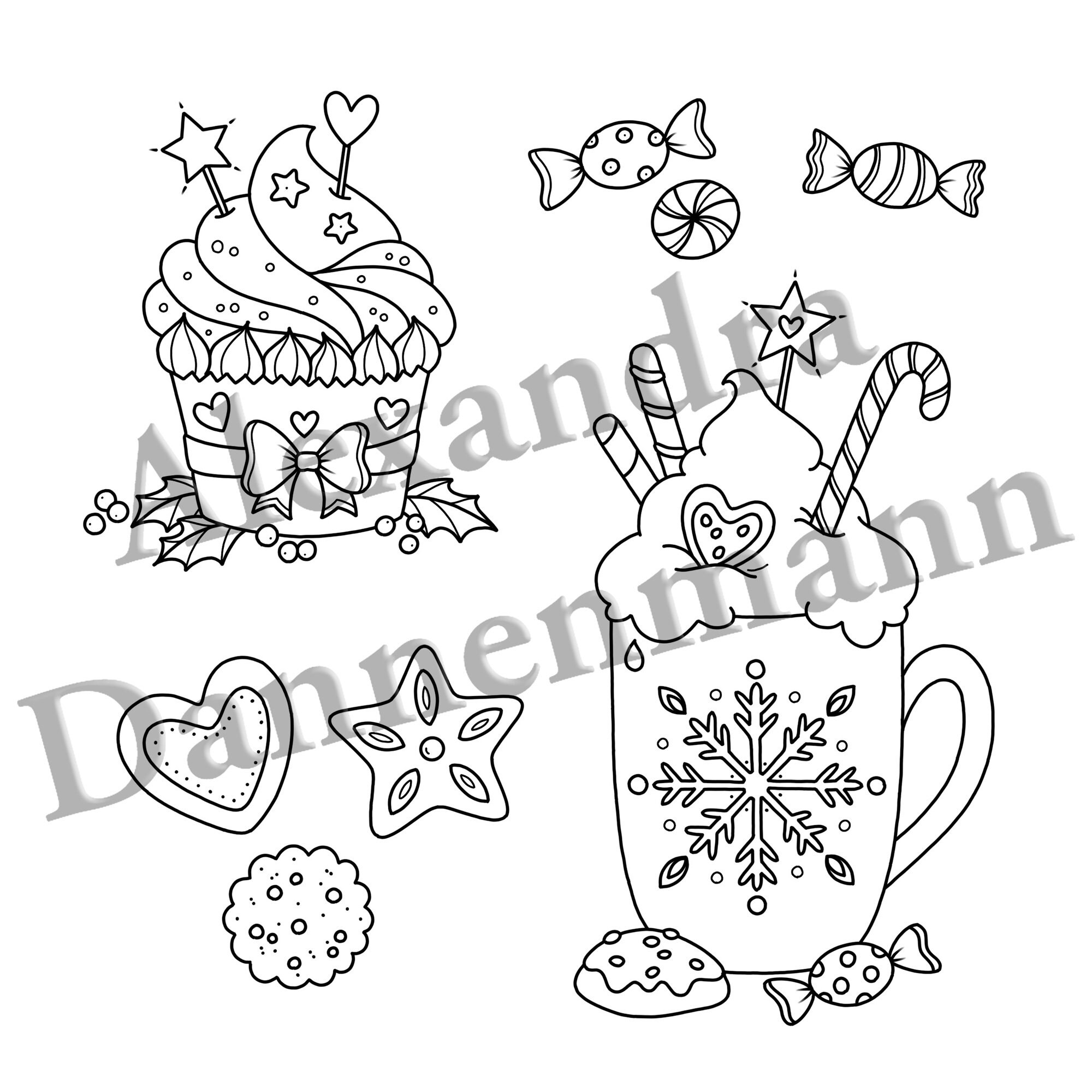Alexandra Color In Printable Digital Coloring Book for Grownups, MERRY CHRISTMAS - Volume ...