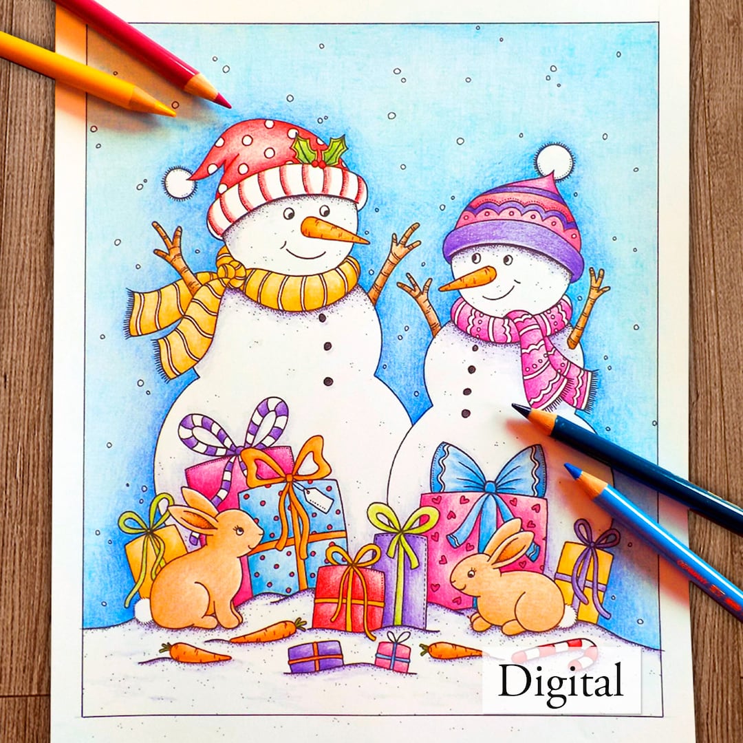 Printable Digital Coloring Page for Grownups, MERRY CHRISTMAS Volume 2