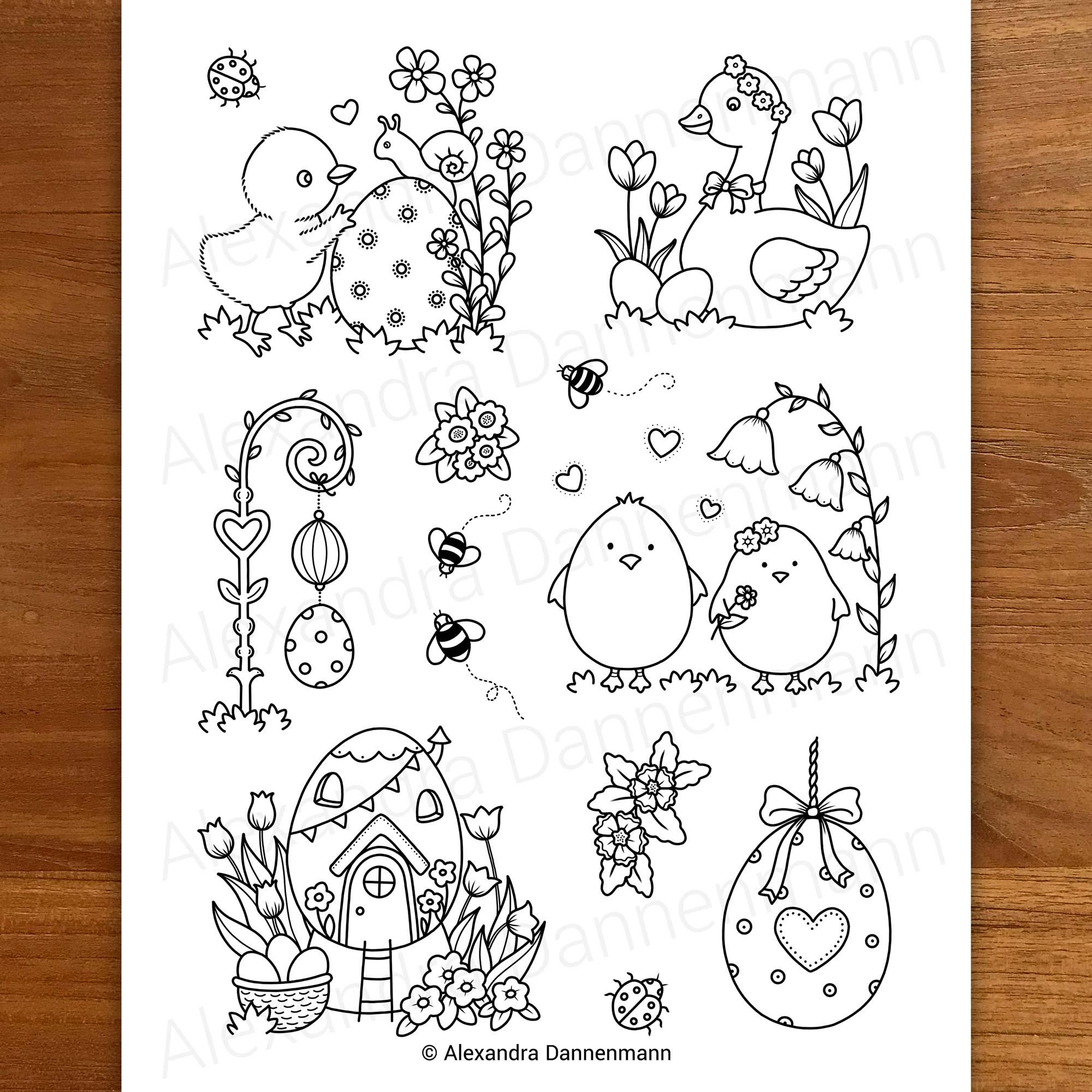 Easter Tinies Coloring Pages – 20 Tiny Hand Drawn Illustrations ...