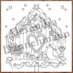 Printable Digital Coloring Page for Grownups, MERRY CHRISTMAS - Volume 3 - page 5, Hand Drawn Adult Coloring Page Download, A. Dannenmann