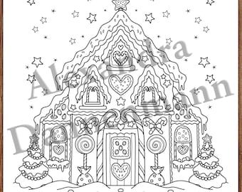 Printable Digital Coloring Page for Grownups, MERRY CHRISTMAS - Volume 3 - page 18, Hand Drawn Adult Coloring Page Download, A. Dannenmann