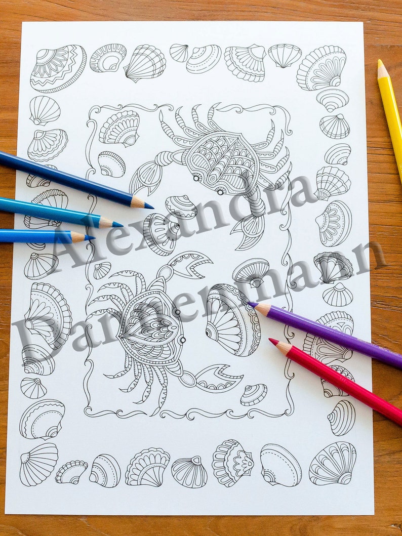 Printable Digital Coloring Book for Children and Adults, THE SECRET of the SEA, Hand Drawn Coloring Pages Download, Alexandra Dannenmann image 7