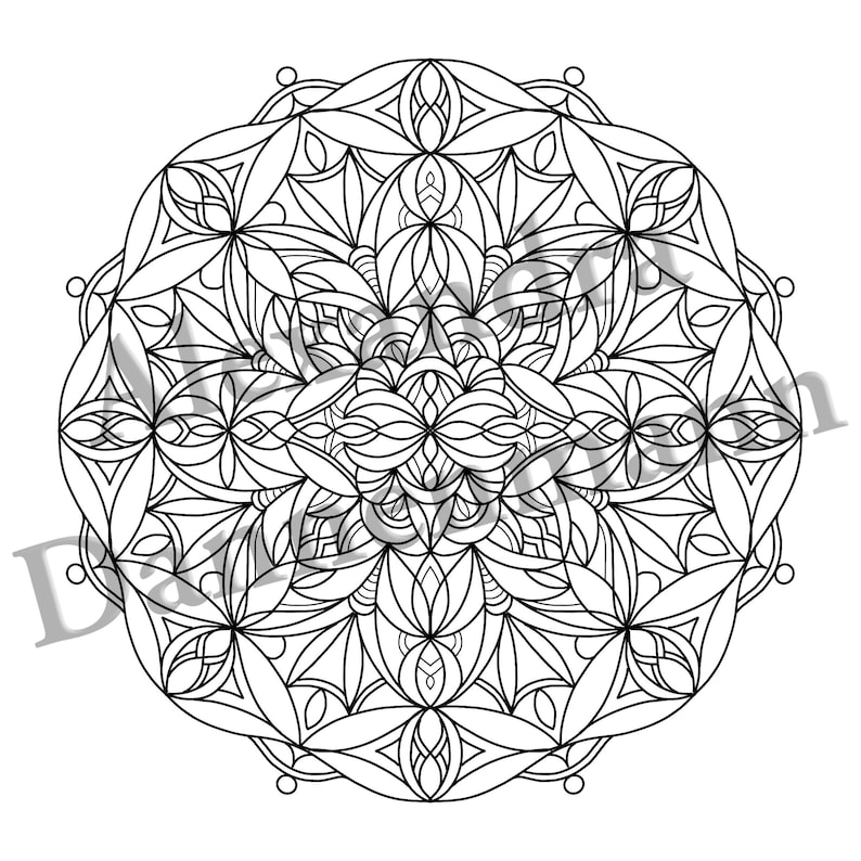 Printable Digital Coloring Book for Grownups, Magical Mandalas 2, Adult Coloring, Hand Drawn Coloring Pages Download, Alexandra Dannenmann image 3