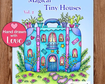 Printable Adult Coloring Book, Magical Tiny Houses - Vol. 2, Digital Coloring Pages Hand Drawn Coloring Pages Download, Alexandra Dannenmann