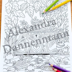 Printable Digital Coloring Book for Children and Adults, THE SECRET of the FOREST, Hand Drawn Coloring Pages Download, Alexandra Dannenmann image 3