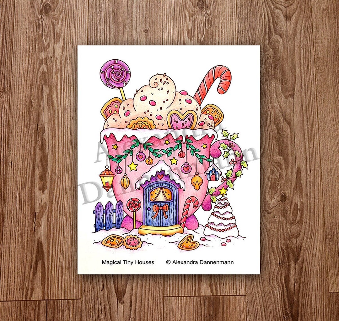 Alexandra Color In Printable Digital Coloring Page for Grownups, Magical Tiny House, Hand ...