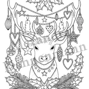 Printable Digital Coloring Book for Grownups, MERRY CHRISTMAS Volume 2, Hand Drawn Adult Coloring Pages Download, Alexandra Dannenmann image 3