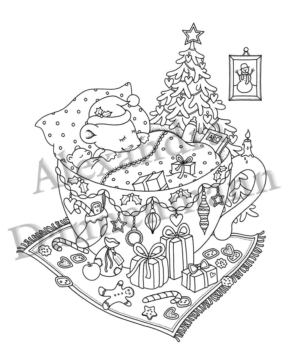 Printable Digital Coloring Page for Grownups MERRY CHRISTMAS - Etsy