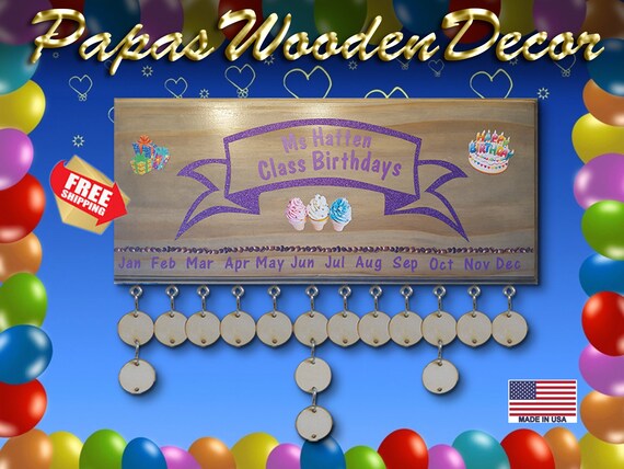 Class Birthday Calendar Birthday Plaque Birthday Board Etsy