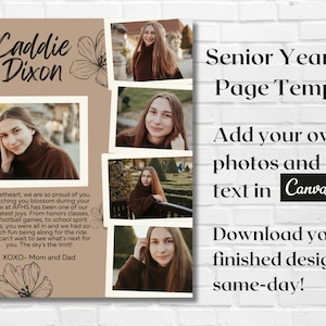 Senior Yearbook Ad 8.5x11 Page: Boho Neutral Floral Design