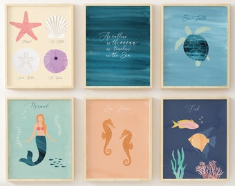 Under the Sea Themed Nursery/Kids Room Prints, 8"x10" Printed, Select 1 or Bundle PRINTED