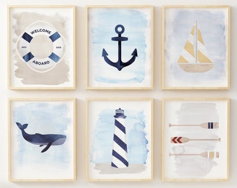 Nautical Themed Nursery/Kids Room Prints, 8x10 Printed Wall Art, Select 1 or Bundle PRINTED