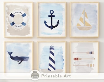 PRINTABLE Nautical Themed Nursery/Kids Room 8&quot;x10&quot; Prints DIGITAL