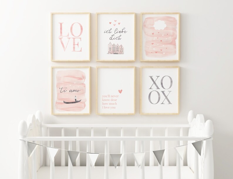 PRINTABLE Blush Pink Love Themed Pink Nursery/kids Room Wall Art 8x8