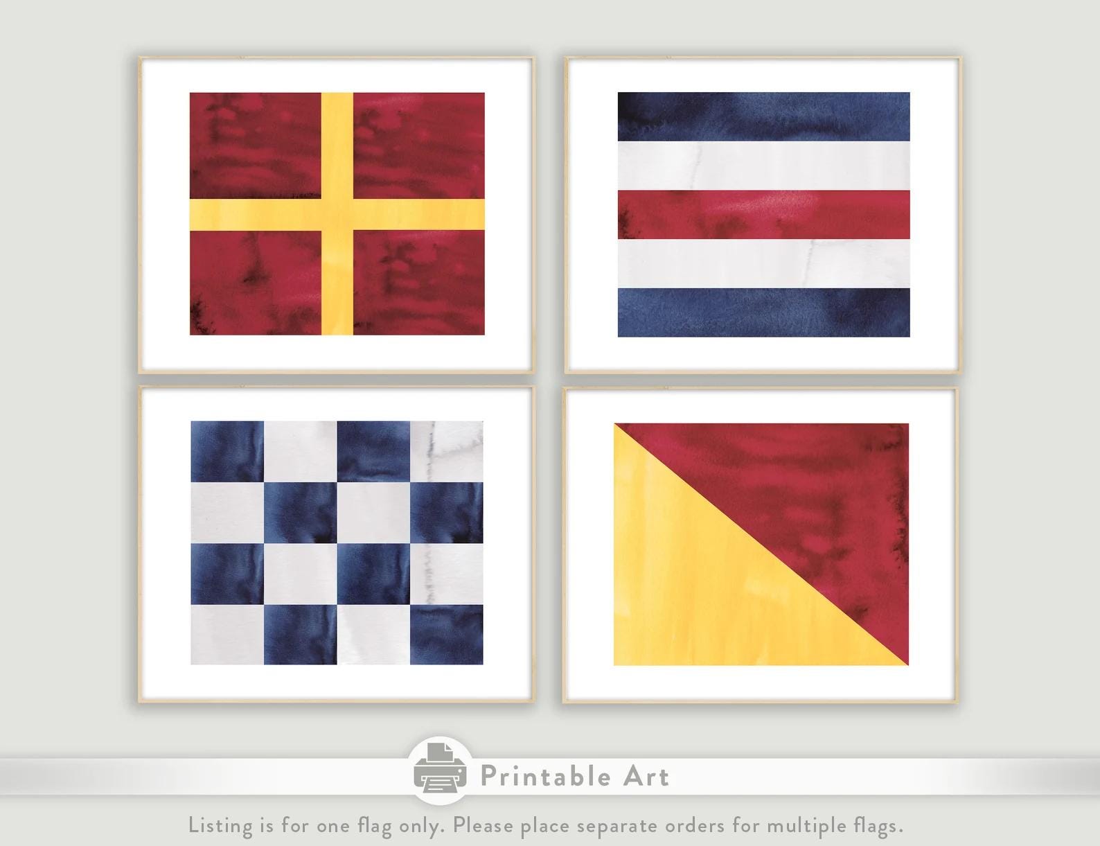 Individual Nautical Flag Nautical Themed Nursery/Kids Room Print, 8x10 Printed Wall Art DIGITAL