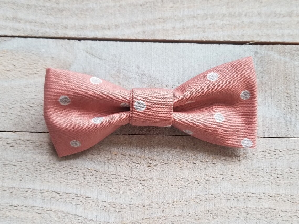 Rose Polka Dot Clip on Bowtie Little Boys Clip on Bow Tie Etsy