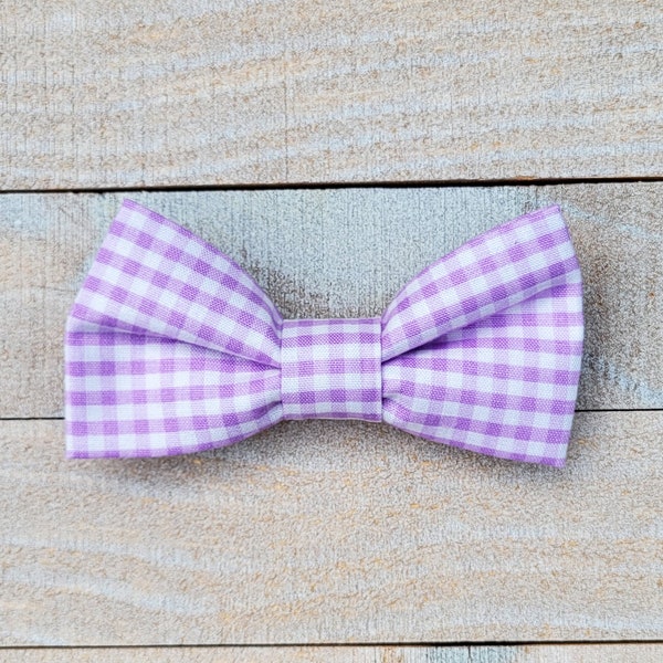 Purple Plaid Clip On Bow-Tie, Little Boys Clip On Bow Tie, Lilac Plaid Boys Wedding Bow Tie, Toddler Bow Tie, Light Purple Plaid Bowtie