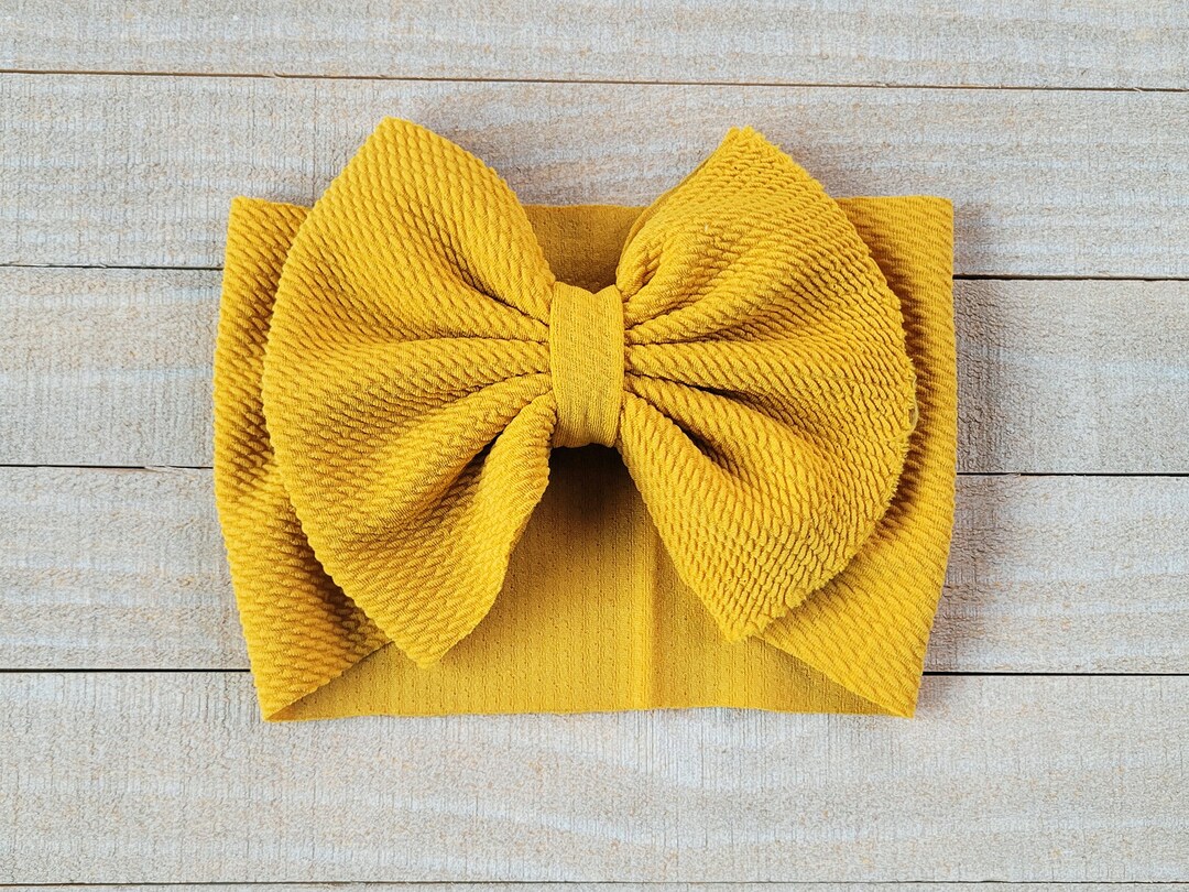 Mustard Yellow Baby Bow Dark Yellow Baby Bow Yellow Baby Etsy