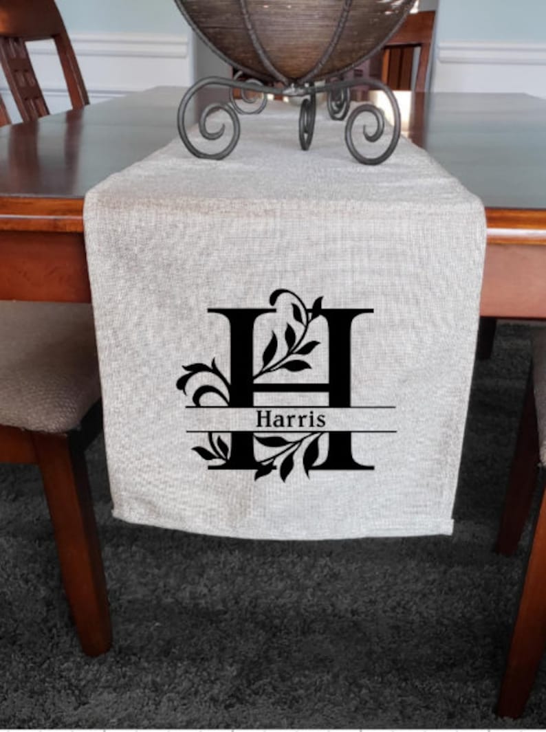 Personalized Leaf Table Runner Monogrammed Table Runner Custom Table Runner Personalized Table Runner Wedding Gift Personalized Gift