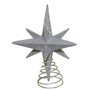 Silver Glitter Tree Topper Stylized Moravian Star