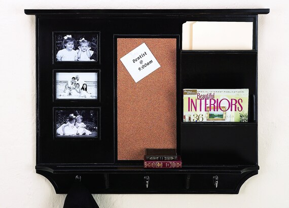 Wood Message Board Photo Frame Key Hook Coat Rack Magazine Etsy