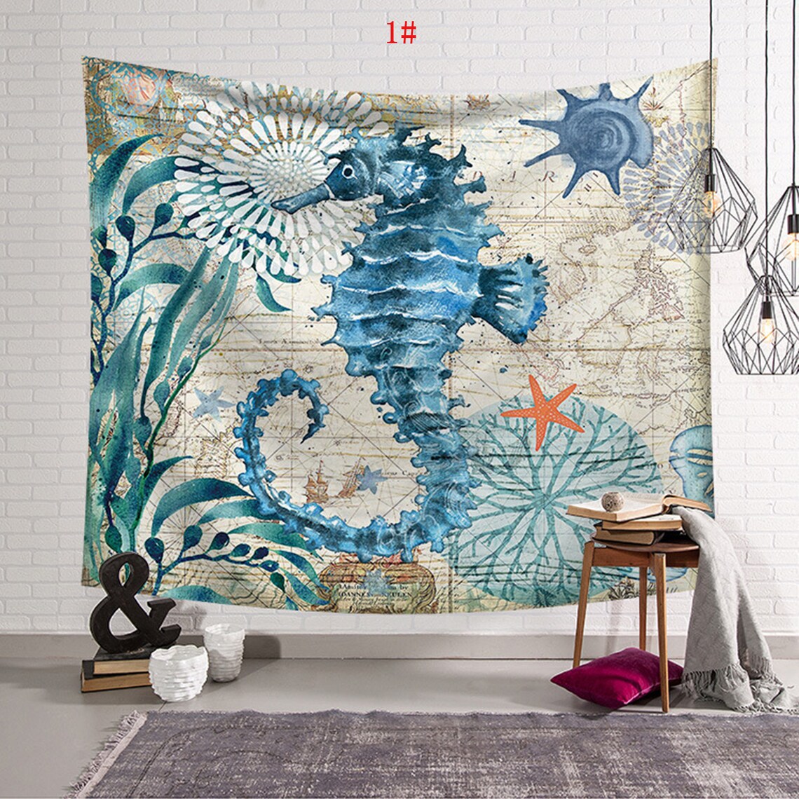 Ocean Tapestry Bedside Mural Wall Hangings Wall Decoration Etsy