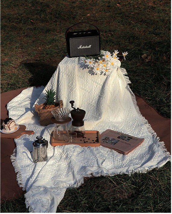 Retro Picnic Blanket Waterproof Picnic Rug Cotton Blanket Etsy